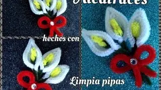ALCATRACES HECHOS CON LIMPIA PIPAS.  PIPE CLEANER CALLA LILIES .