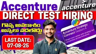 🔥Accenture Direct Test Hiring | Pre-Placement Interviews | Latest Jobs | Off Campus New Hiring