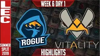 RGE против VIT: основные моменты | Лето LEC 2019, неделя 6, день 2 | Rogue против Vitality