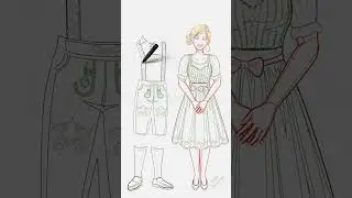 Couple in traditional German clothing || Drawing #shorts