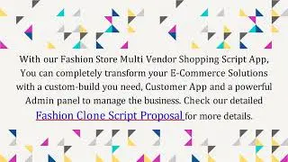 Best Fashion Store Multi Vendor Script - Readymade Clone Script