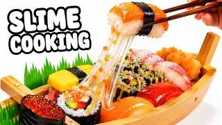 Satisfying Slime Cooking ASMR | SUSHI BOAT