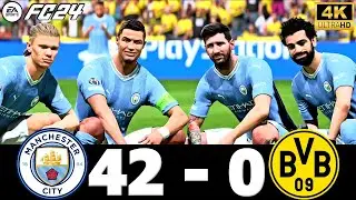 FC 24 - RONALDO, MESSI, MBAPPE, NEYMAR ALL STARS - MAN CITY 42 - 0 DORTMUND - UCL FINAL [4K60]