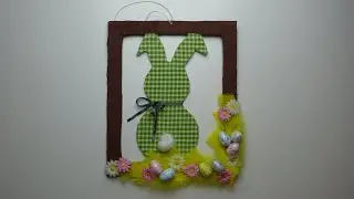 Easter Bunny in a cardboard frame. Easter decorations DIY
