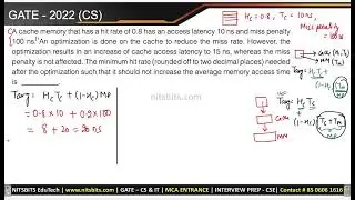 GATE 2022 - Cache Memory Organization, Eff Acc. Time Ques. - Computer Organization and Architechture