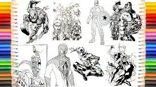 SUPERHEROES Coloring Pages | Spider-Man, Black Panther, Iron-Man, Captain America