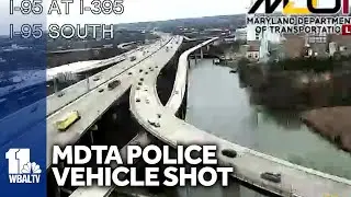 Bullet hits MDTA police vehicle near I-395 in Baltimore