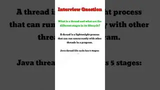 What is a thread and what are the different stages in its lifecycle |Java Interview #short  #shorts