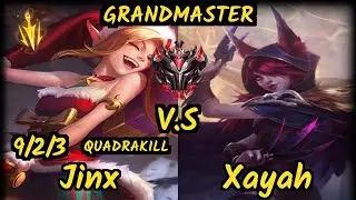 Imaqtpie (JINX) vs XAYAH - QUADRAKILL 9/2/3 KDA BOTTOM ADC GAMEPLAY - NA Ranked GRANDMASTER v9.6