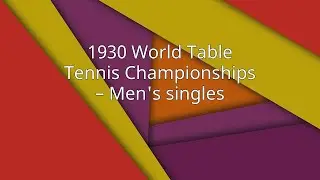 1930 World Table Tennis Championships &ndash; Men's singles