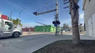 Noell Street Railroad Crossing, San Diego CA - MTS Trolley Light Rail Trains