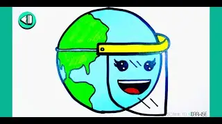 HOW TO DRAW EARTH WEARING COVID-19 FACE SHIELD MASK ✏  Easy Cute