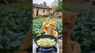 Purr-fect Recipe: Cooking Cat's Kitchen Adventure 🍳😺🐈 #cat #animals #shorts