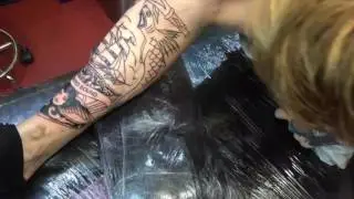Traditional shin tattoo - gavin lyons Newcastle uk
