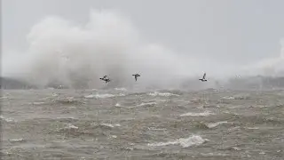 High winds crash along the Lake Erie shoreline