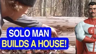 Building a Log Cabin Alone: Pioneer Method 🪓 #bushcraft #logcabin #offgrid #survival #diy