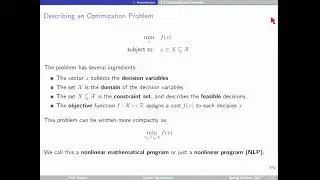 Prerequisites of Model Predictive Control:  Optimization – Part 1