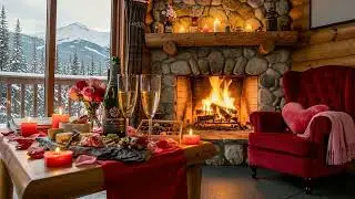 Cozy Mountain Cabin Fireplace 🔥 Snowy Forest Views | Winter Ambience, Crackling Fire