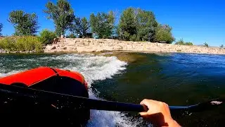 Boise whitewater park in a packraft