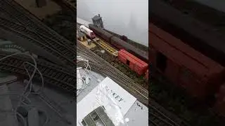 Passing trains, freight and passenger train.