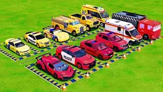 POLICE COLORFULL - TRANSPORTING POLICE CARS, AMBULANCE VEHICLES, FIRE TRUCK WITH TRUCK - FS22 #684