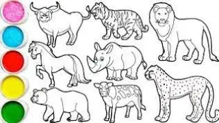 How to Draw Wild Animals for Kids | Easy Step-by-Step Drawing Tutorial! 🦏🦁🐃🐯🐘🐆