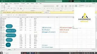 Detail estimation of previous  design  | using  Excel  software
