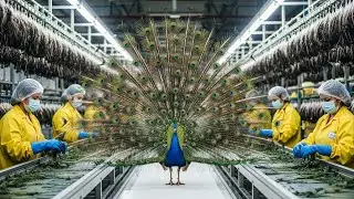 Inside Peacock Feather Processing Factory: Exotic Bird to Fashion & Art Industry (Full Process)