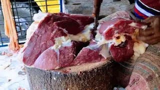 Cow meat cutting market, Good butcher processing job, Best selling shop