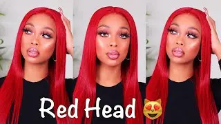 I&rsquo;m a REDHEAD NOW !!😍 Bomb Red 13*6 Brazilian Straight wig!- ft Tinashe Hair