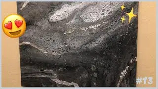 #13 Grayscale Paint Pour | Fluid Artist | Silver Foil
