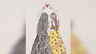 Doodle Art l Zentangle Art 🖤 l Woman with Beautiful Dress