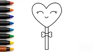 Easy Heart Lollipop Drawing for Kids ❤️🍭 | Simple Drawing Tutorial