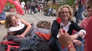 Natascha Kohnen: Flashmob f&uuml;r bezahlbaren Wohnraum mit den Jusos Bayern, den Jusos Oberbayern