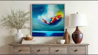 Multilayered Abstract Seascape made with sponge 🧽 and palette knife #seascape #painting #acrylicart