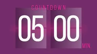 Fliqlo Flip Clock Timer ⏱️ | 5 Minute Purple Aesthetic | Study, Work, Focus