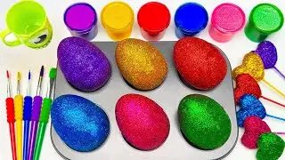 Satisfying Rainbow Video Mixing All Colorful EGGS with Lollipops & Heart Candy Slime & ASMR Cutting
