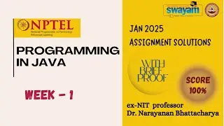 PROGRAMMING IN JAVA  Week 1 Solution Answers 2025 (January) #nptel #swayam #iit