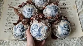 12Cm baubles with vinatge angels