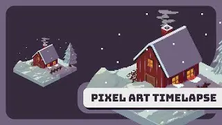 Warm Lights in a Snow-Covered Cabin | Pixel Art Timelapse