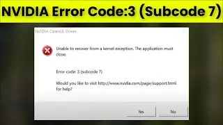NVIDIA OpenGL Driver - Error Code 3 (Subcode 7) Unable To Recover From a Kernel Exception -Premiere