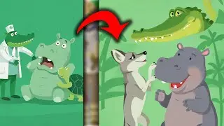 Сказка про бегемота, который боялся прививок. Векторные иллюстрации