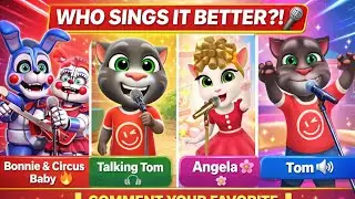 Who Sings It Better? 🎤 Bonnie vs Tom vs Angela #TalkingTom #Angela #Bonnie #CircusBaby #Shorts