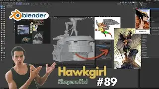 (Day 89) Blender Sculpting: Hawkgirl (DC Comics) - Arranging objects in a circle