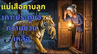แม่เสือตัวหนึ่งคาบลูกเสือไว้ในปาก เคาะประตูบ้านหญิงชราคนหนึ่งพลางขอความช่วยเหลือ