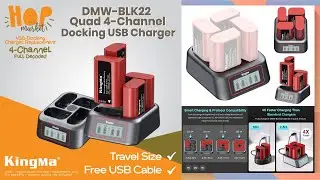 KingMa 4 Channel Fast Charging DMW-BLK22 for Lumix Camera S5 S9 GH5 GH6 GH7 G9 dll (Charger Type-C)