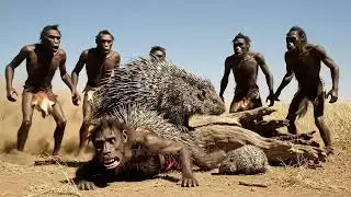 AI Stone Age Story: Primitive People Battle Wild Porcupines