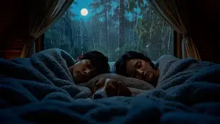 Cozy Forest Van in the Rain | Soft Piano, Distant Thunder & Gentle Rain Sounds