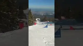Snowboard slalom race when the big brother was 8 years old. #snowboarding