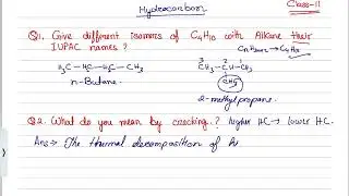 Hydrocarbon I 12 important question I  Class 11